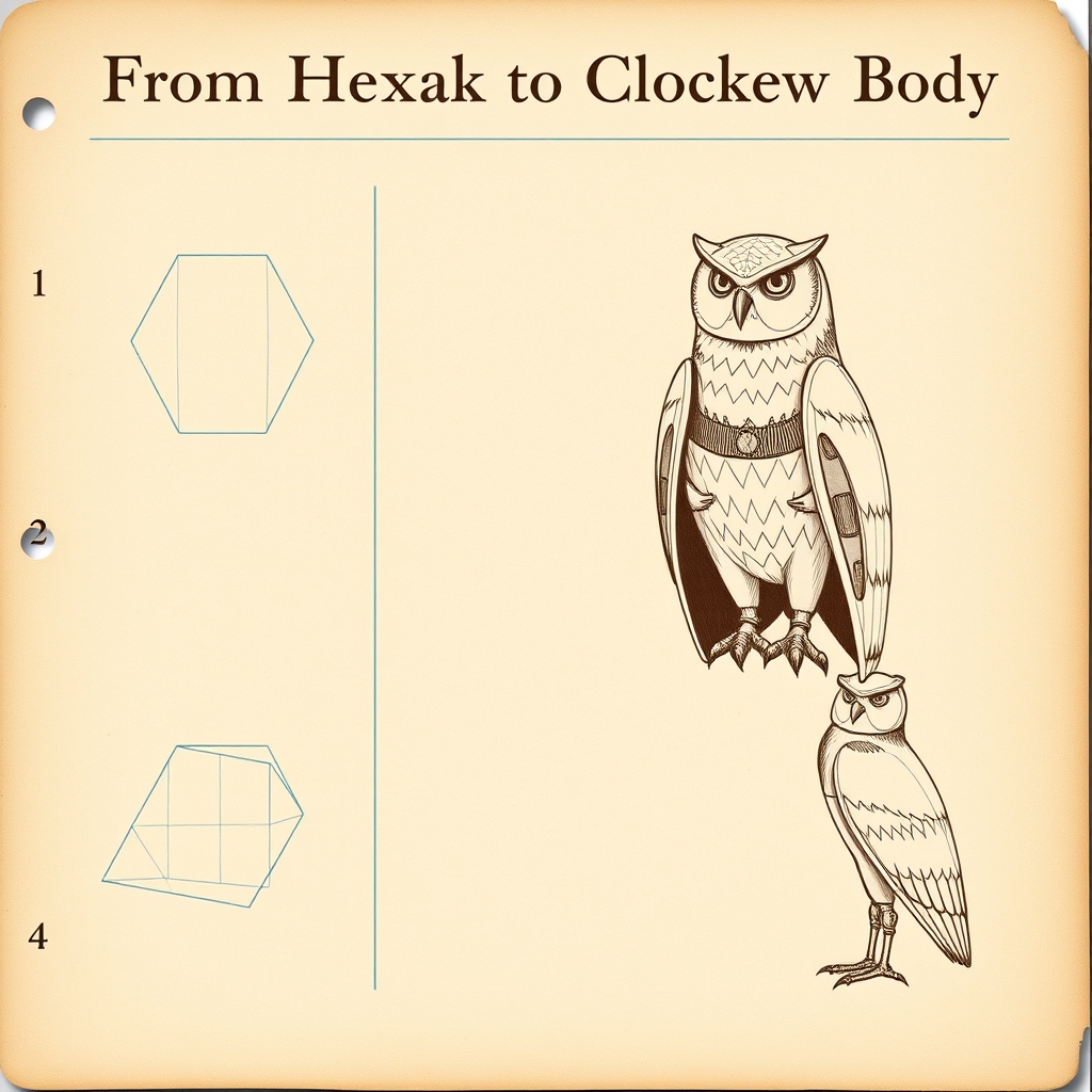 Steampunk Clockwork Owl tutorial plate 5